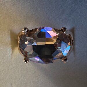 peach oval stone cocktail ring sz 8